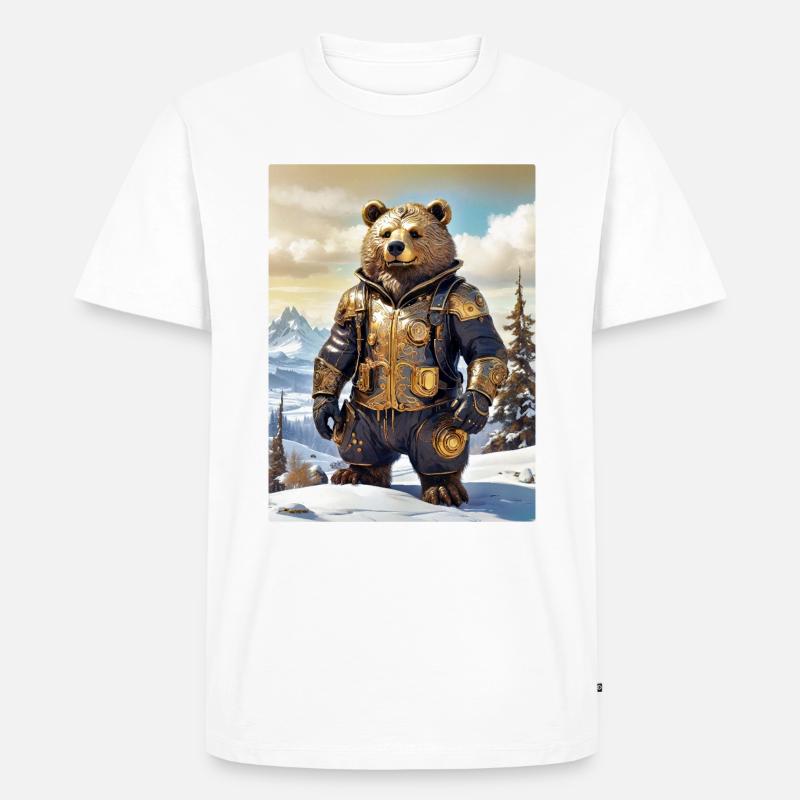 Steampunk Winterlandschaft Bär 1.3 - Männer Premium Bio T-Shirt - Weiß