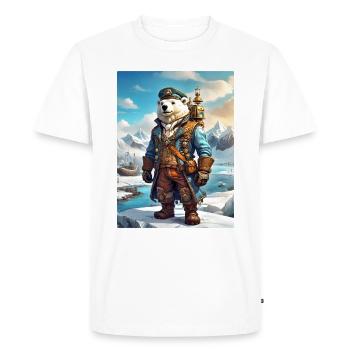 Steampunk hiver paysage ours polaire 1.4 - T-shirt Premium bio Homme - blanc - Devant - Nico (187cm)