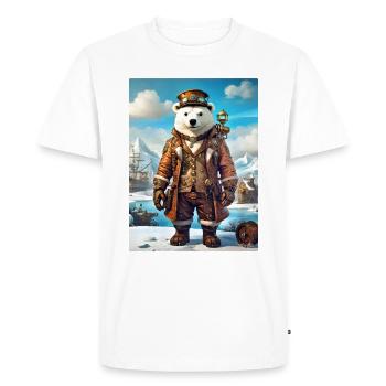 Steampunk hiver paysage ours polaire 1.8 - T-shirt Premium bio Homme - blanc - Devant - Nico (187cm)
