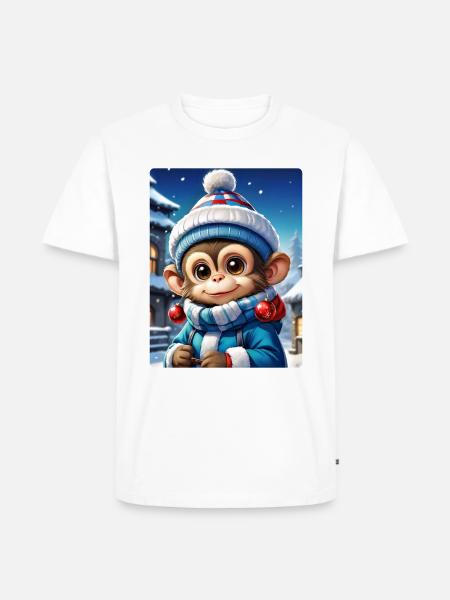 Anime Winterlandschaft Affe 1.5 - Männer Premium Bio T-Shirt - Weiß