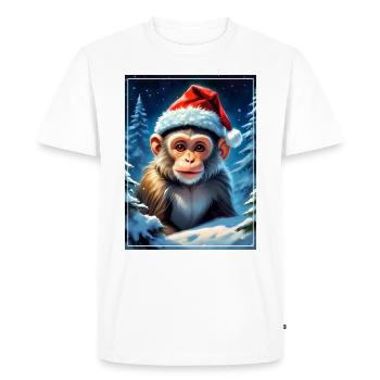 Winter Wonderland Monkey 1.7 - Men's Premium Organic T-Shirt - white - Front - Nico (187cm)