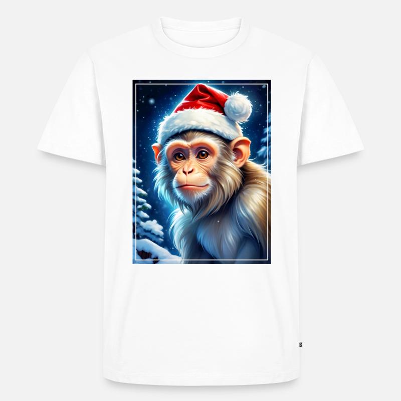 Winterlandschaft Monkey 1.10 - Männer Premium Bio T-Shirt - Weiß