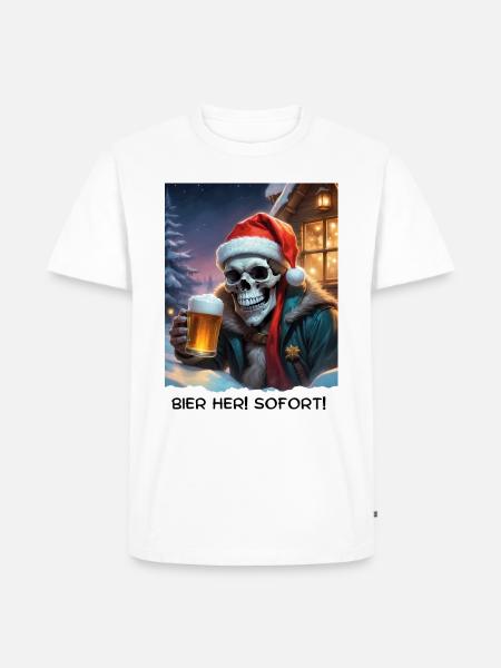 Weihnachten Skull Bier 2.1 - Männer Premium Bio T-Shirt - Weiß