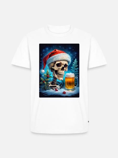 Weihnachten Skull Bier 1.5 - Männer Premium Bio T-Shirt - Weiß