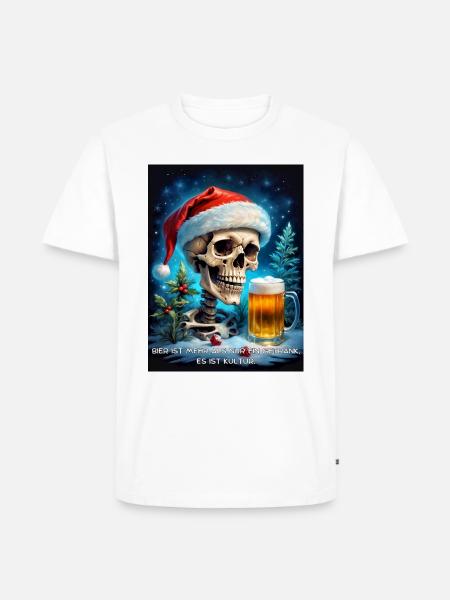 Weihnachten Skull Bier 2.5 - Männer Premium Bio T-Shirt - Weiß