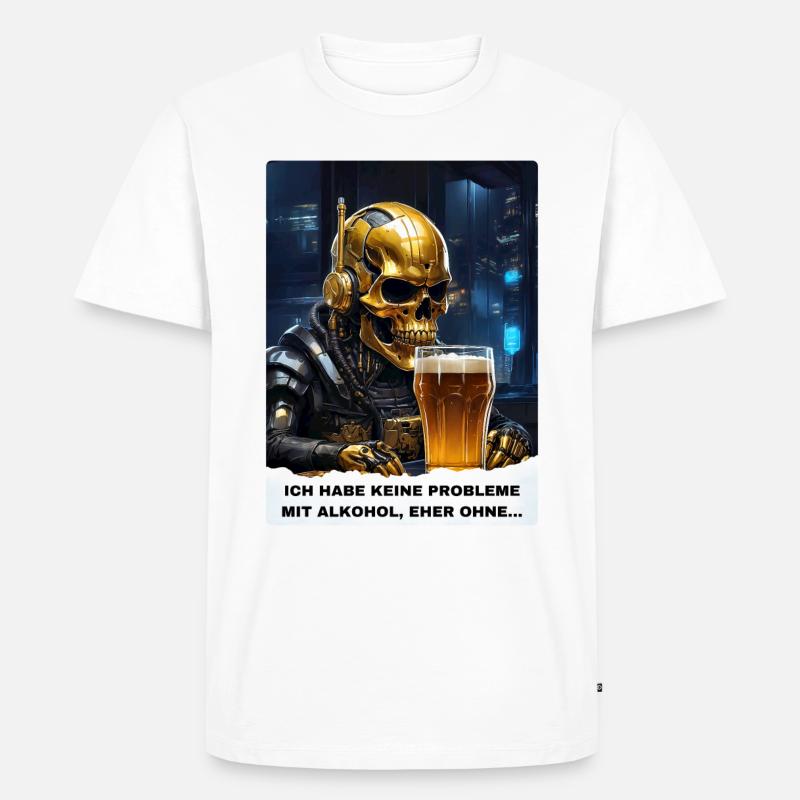 Bier Experte Skull 1.3 - Männer Premium Bio T-Shirt - Weiß