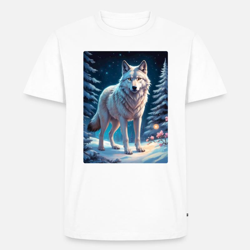 Winterlandschaft Wolf 1.1 - Männer Premium Bio T-Shirt - Weiß