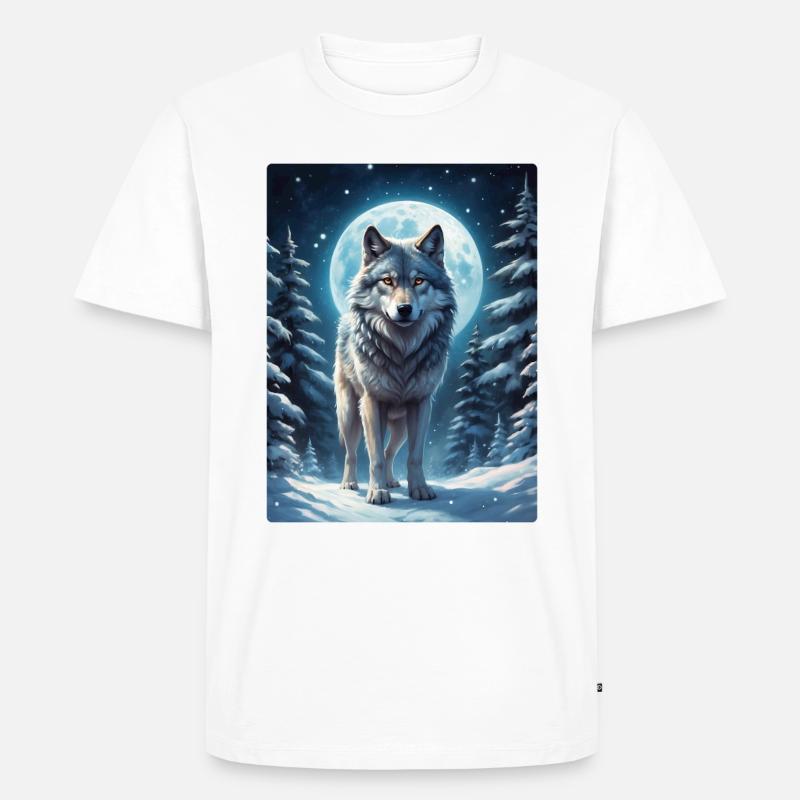 Winterlandschaft Wolf 1.13 - Männer Premium Bio T-Shirt - Weiß