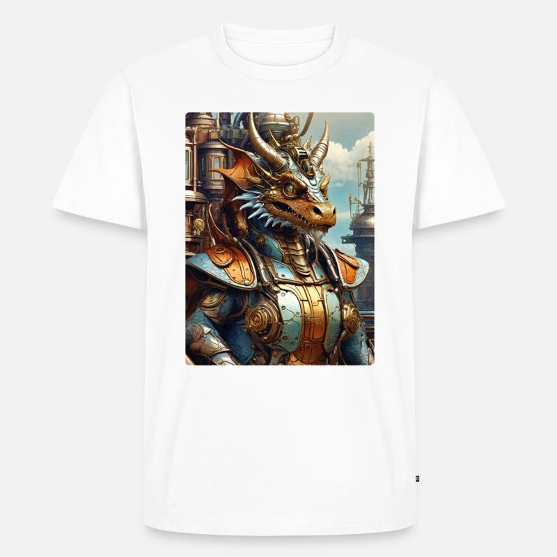 Steampunk Dragon 1.17 - Männer Premium Bio T-Shirt - Weiß