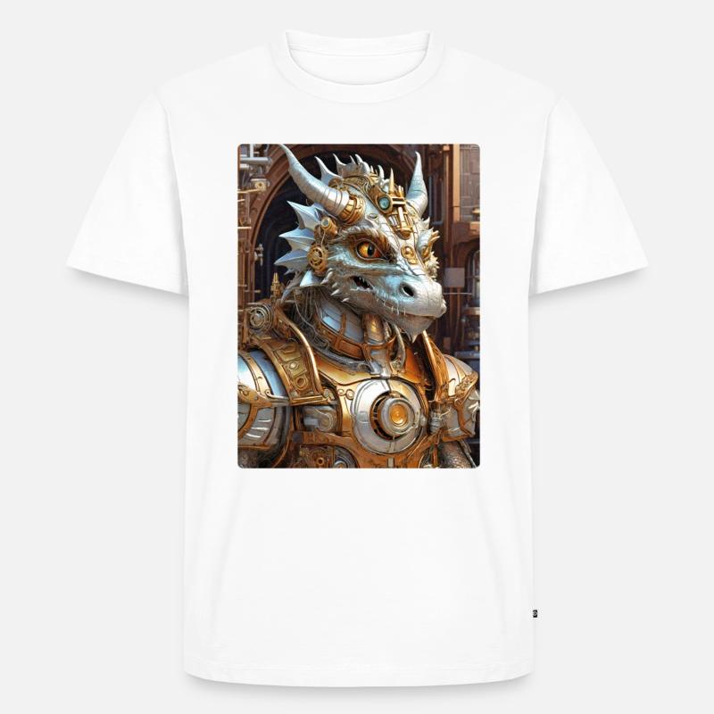 Steampunk Dragon 1.12 - Männer Premium Bio T-Shirt - Weiß