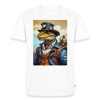 Steampunk Dino 1.14 - Men's Premium Organic T-Shirt - white - Front - Nico (187cm)