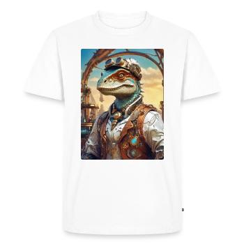 Steampunk Dino 1.13 - Men's Premium Organic T-Shirt - white - Front - Nico (187cm)