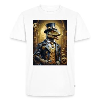 Steampunk Dino 1.7 - Men's Premium Organic T-Shirt - white - Front - Nico (187cm)