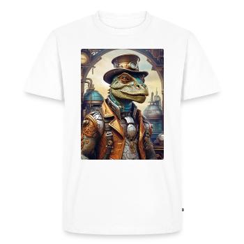 Steampunk Dino 1.16 - Men's Premium Organic T-Shirt - white - Front - Nico (187cm)