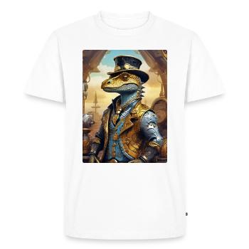 Steampunk Dino 1.22 - Men's Premium Organic T-Shirt - white - Front - Nico (187cm)