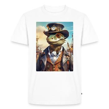 Steampunk Dino 1.18 - Men's Premium Organic T-Shirt - white - Front - Nico (187cm)