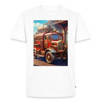 Camion de pompiers steampunk 1.4 - T-shirt Premium bio Homme - blanc - Devant - Nico (187cm)