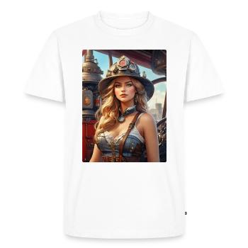 Femme pompier steampunk 1.3 - T-shirt Premium bio Homme - blanc - Devant - Nico (187cm)