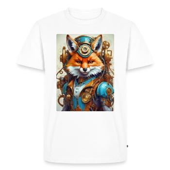 Steampunk Firefighter Fox 1.8 - Men's Premium Organic T-Shirt - white - Front - Nico (187cm)