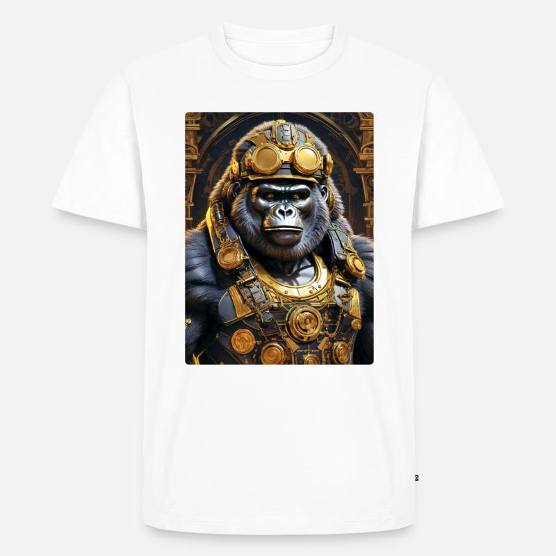 Steampunk Gorilla 1.14 - Männer Premium Bio T-Shirt - Weiß