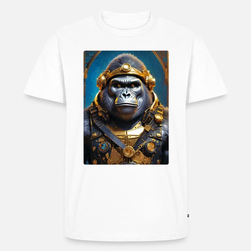 Steampunk Gorilla 1.12 - Männer Premium Bio T-Shirt - Weiß
