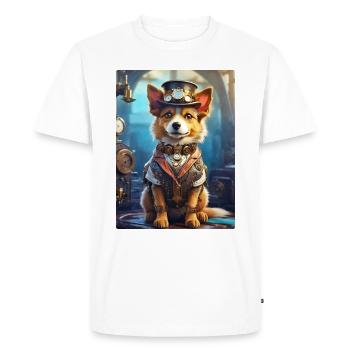 Steampunk Dog 1.4 - Men's Premium Organic T-Shirt - white - Front - Nico (187cm)