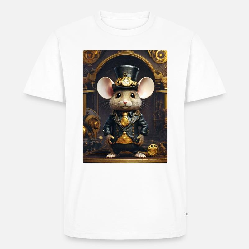 Steampunk Maus 1.7 - Männer Premium Bio T-Shirt - Weiß