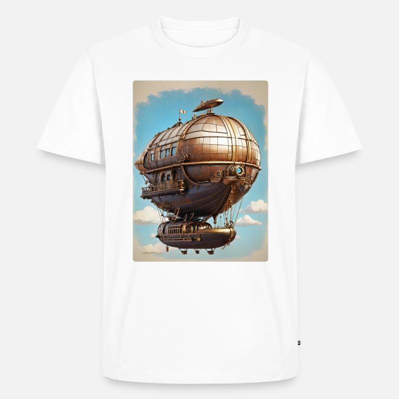 Steampunk Luftschiff 1.6 - Männer Premium Bio T-Shirt - Weiß