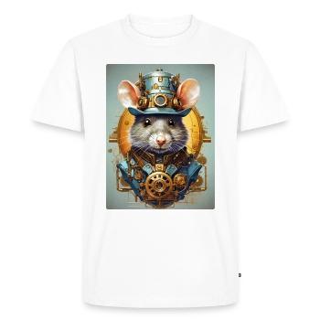 Steampunk Rat 1.5 - Men's Premium Organic T-Shirt - white - Front - Nico (187cm)