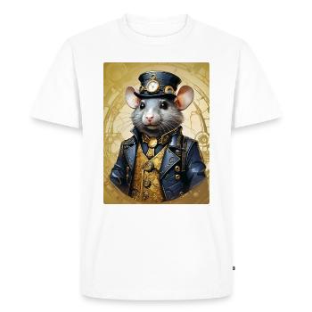 Steampunk Rat 1.15 - Men's Premium Organic T-Shirt - white - Front - Nico (187cm)