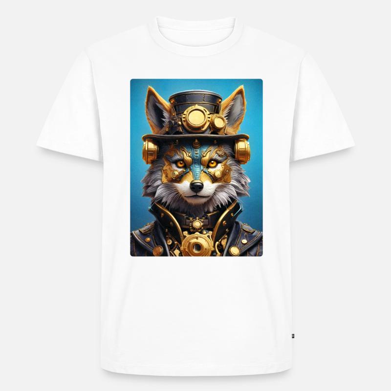 Steampunk Wolf 1.9 - Männer Premium Bio T-Shirt - Weiß
