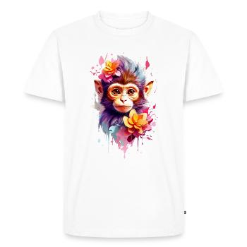 Singe Singe V1 24 08 - T-shirt Premium bio Homme - blanc - Devant - Nico (187cm)