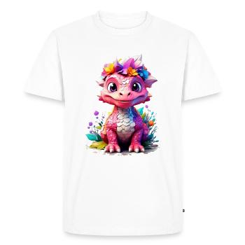 Dino Dinosaur V1 24 09 - Men's Premium Organic T-Shirt - white - Front - Nico (187cm)