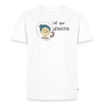 Pensez à votre grand-mère! Appelle-la - T-shirt Premium bio Homme - blanc - Devant - Nico (187cm)