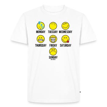 SmileyWorld Emotionen An Den Wochentagen - Männer Premium Bio T-Shirt - Weiß - Vorne - Nico (187cm)