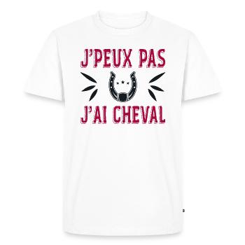 J'peux Pas J'ai Cheval - T-shirt Premium bio Homme - blanc - Devant - Nico (187cm)