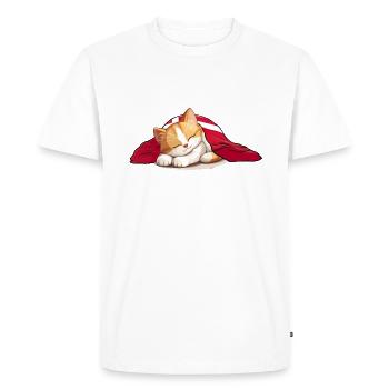 HYGGELIG - HYGGE - Orange chat -w - T-shirt Premium bio Homme - blanc - Devant - Nico (187cm)