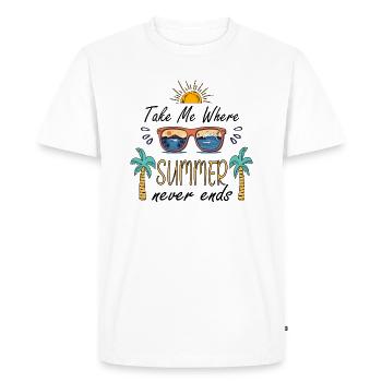 Take Me Where Summer Never Ends, Summer Vibes, Sun - Men's Premium Organic T-Shirt - white - Front - Nico (187cm)
