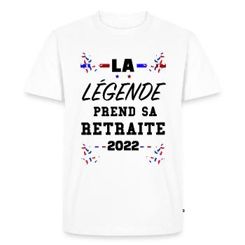 Retraité 2022 Citation Collègue Départ en Retraite - T-shirt Premium bio Homme - blanc - Devant - Nico (187cm)