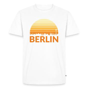 Vintage Berlin Cityscape Silhouette Sunset Retro - Men's Premium Organic T-Shirt - white - Front - Nico (187cm)