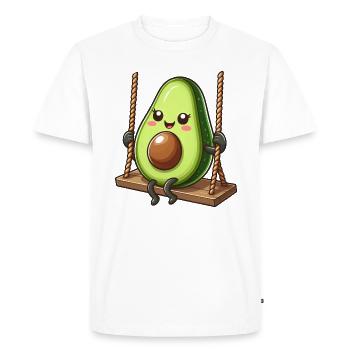 Cute Avocado Swinging Playground Cartoon Comic - Men's Premium Organic T-Shirt - white - Front - Nico (187cm)