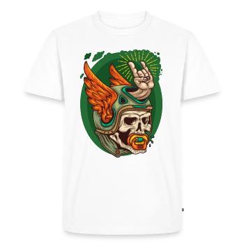 Skull with helmet and pacifier - Men's Premium Organic T-Shirt - white - Front - Nico (187cm)