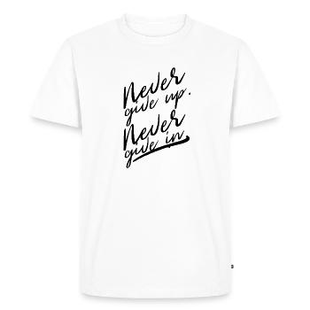 Ne jamais abandonner - T-shirt Premium bio Homme - blanc - Devant - Nico (187cm)