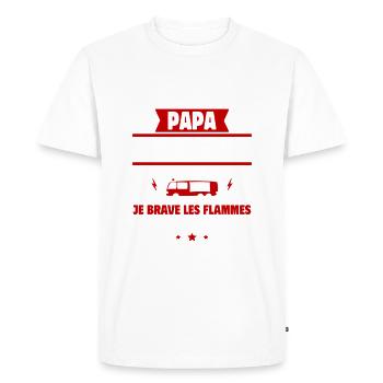 Papa pompier, Cadeau fête des pères - T-shirt Premium bio Homme - blanc - Devant - Nico (187cm)