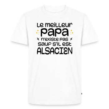Le Meilleur Papa N'existe Pas Sauf Si Alsacien - T-shirt Premium bio Homme - blanc - Devant - Nico (187cm)