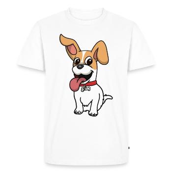 Drôle de chien chien chiens animaux de compagnie enfants heureux - T-shirt Premium bio Homme - blanc - Devant - Nico (187cm)