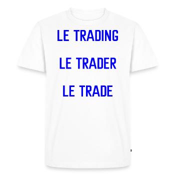 t shirt trading trader trade bleu cadeau forex - T-shirt Premium bio Homme - blanc - Devant - Nico (187cm)