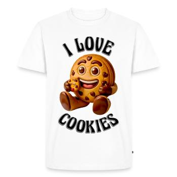 J’ADORE LES COOKIES - T-shirt Premium bio Homme - blanc - Devant - Nico (187cm)