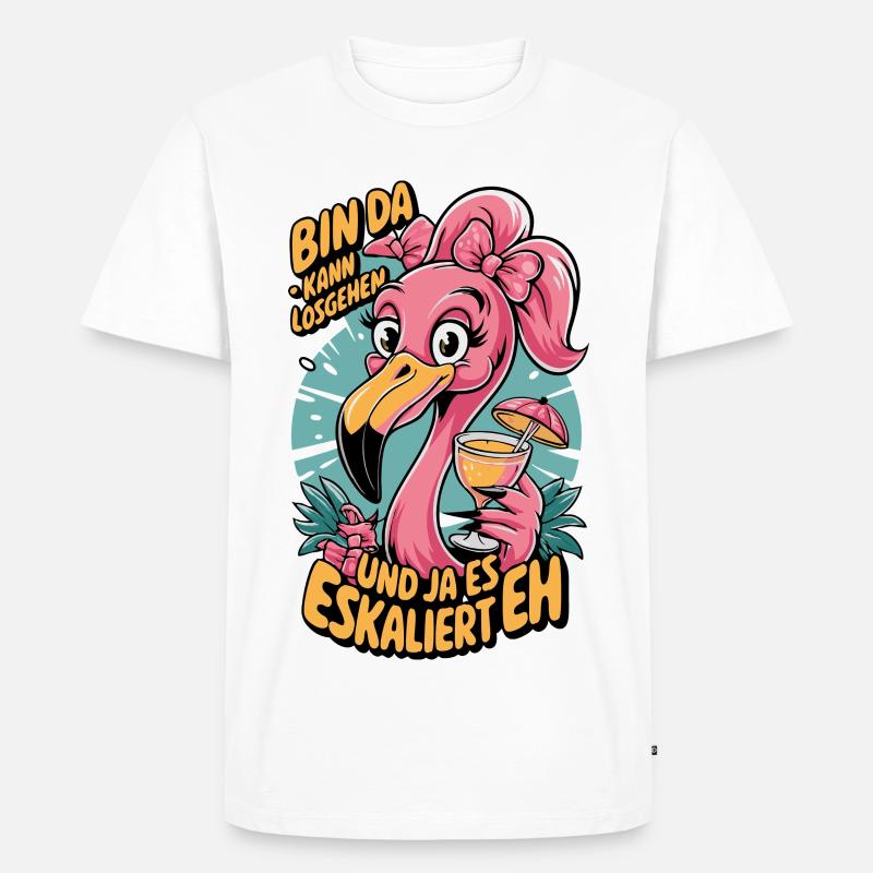Flamingo Spruch Bin da – eskaliert eh - Männer Premium Bio T-Shirt - Weiß