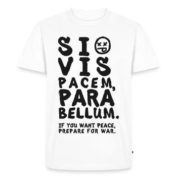 Si Vis Pacem, Para Bellum – Si Vous Voulez la Paix - T-shirt Premium bio Homme - blanc - Devant - Nico (187cm)